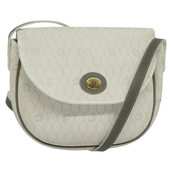 DIOR Honeycomb Canvas Shoulder Bag Pvc White Gold - Picture 1 of 12